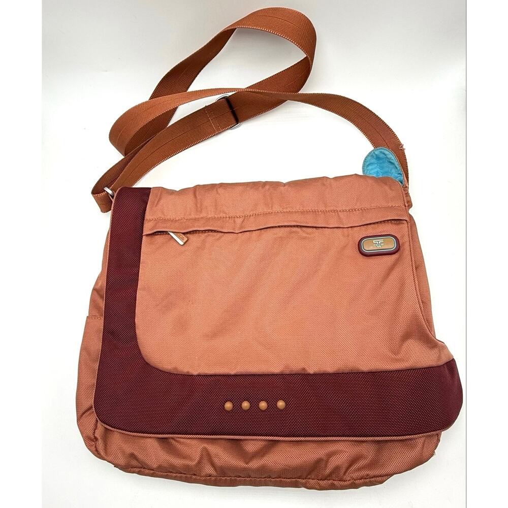 Tumi T-Tech Messenger Bag FLAWS Rust Orange Crossbody Travel Shoulder Strap